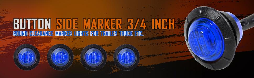 DIBMS 10 PCS 3/4 Inch Round Mini LED Clearance Light LED Front Rear Side Marker Indicator Light Bullet Marker Light for Truck RV Car Bus Trailer Van Caravan Boat (12V, Blue)