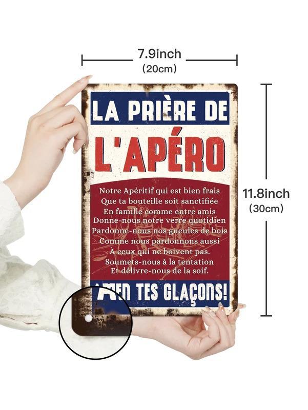 Support customization based on provided images Putuo Decor pc French Vintage Metal Tin Sign, La Priere De L'aperot, Wall Art Decor for Home Bar Man Cave,  X  Inches