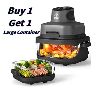 4-in-1 Glass Air Fryer, 4.2QT+1.6QT Dual Heat-Resistant Glass Container, Functionality Adjustable Temp Time Freezer Dishwasher Safe Kitchen Appliances Multifunctional Machine with 95% Less Oil