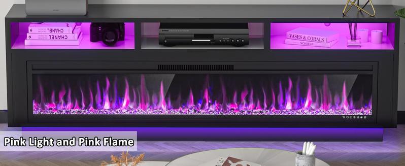 【2 Packages Shipping】Dragosum 58" Fireplace TV Stand, LED Light Entertainment Center,  TV Console for The Living Room, Storage Cabinet, Media Console Table, Suitable for TVs Up to 65" with 52" Electric Fireplace