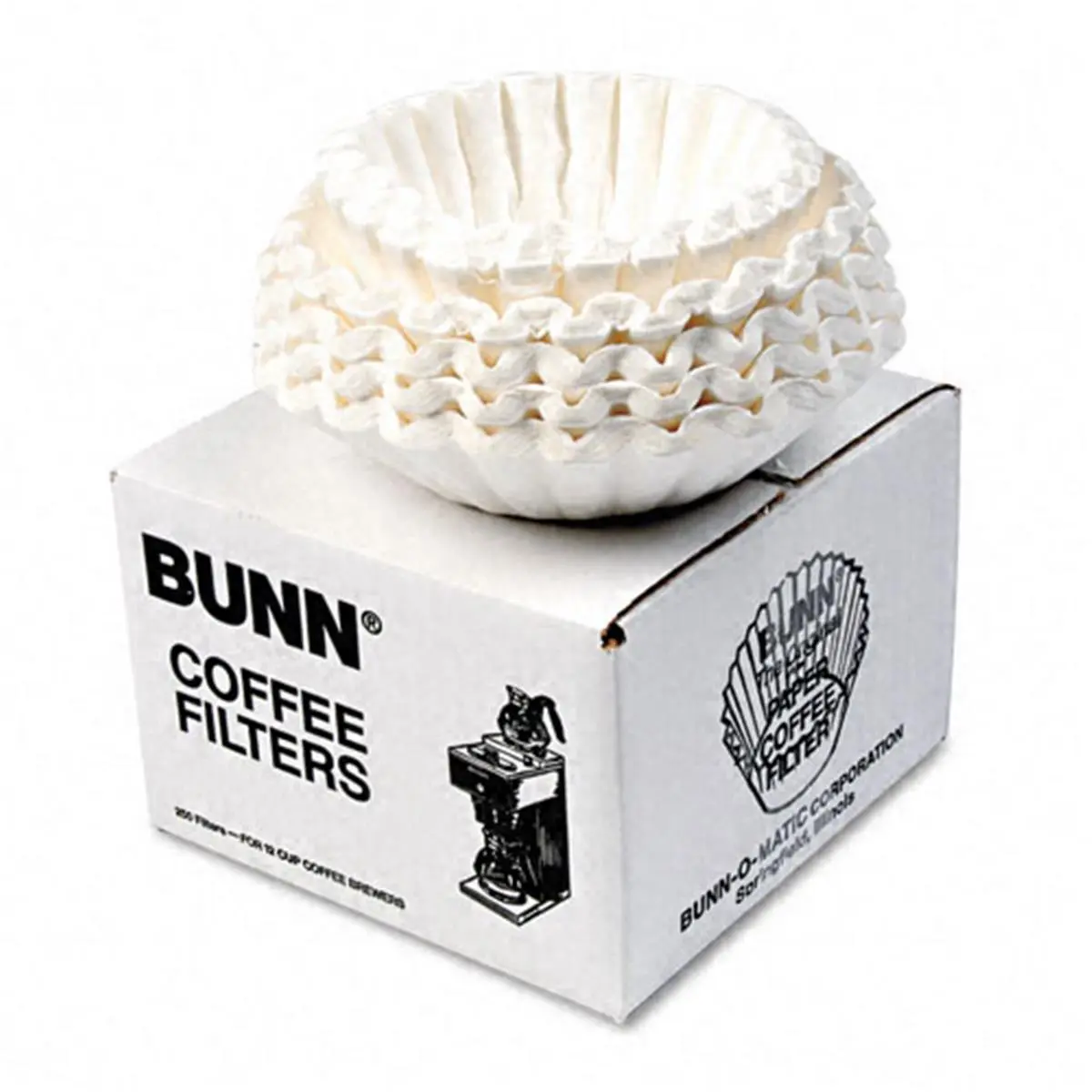 Bunn Disposable Coffee Filters - 12-Cup Flat Bottom, 250-Count, Biodegradable, Tested to Meet FDA Requirements, for Commercial Use