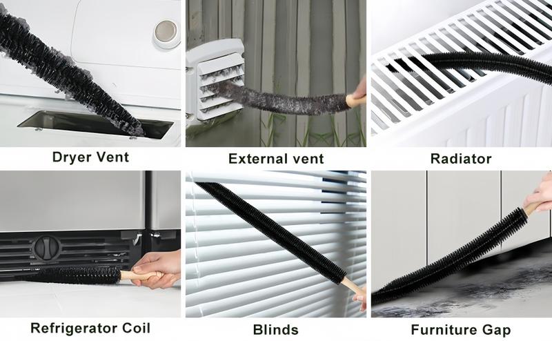 LMMAKE Dryer Vent Cleaner Brush 29.9 Inch Long Flexible with 25.6 Inch Dense Nylon Bristles for Efficient Dust Removal Smooth Airflow in Dryers Refrigerators Air Conditioners Household Cleaning Tool