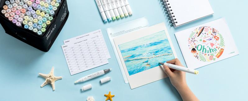 Ohuhu Pastel Alcohol Markers: Brush & Chisel/Fine - 96 Colors of Sweetness + Blossoming - Double Tipped Art Alcohol Markers for Artist Adults' Coloring Illustration - Refillable - AP Certificated - Honolulu & B Series of Ohuhuart