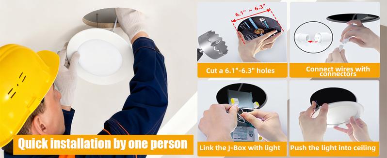 6Inch Ultra-Thin 6CCT Multicolor LED Recessed Night Lights 12W 1050Lumen 110-130V Dimmable Downlights for Living Room2000K 2700K 3000K 3500K 4000K 5000K Adjustable Lighting for Bedroom luces led para casa