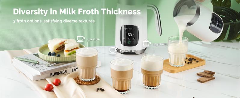 Maestri House Electric Milk Frother 14.1 OZ/400ML Variable Temp & Froth Thickness Touch Screen Foam Maker for Coffee Latte,Milk,Hot Chocolate Jugs Tea