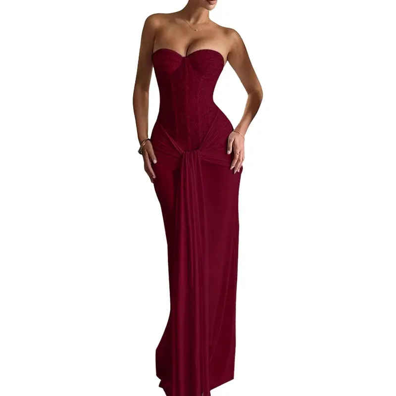 charlie holiday mustang dress Queendancer Women Pink Velvet Long Holiday Party Dress with Sash High Neck  A Line Evening Dress – queendancer main image 1