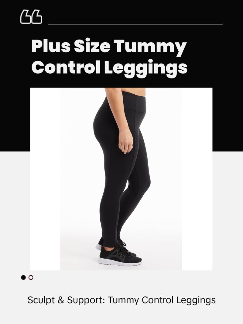 High-Rise Tummy Control Leggings (Plus Size) Mesh Spandex