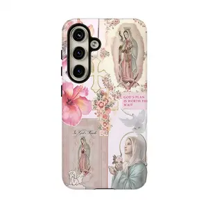 Virgin Mary Pattern Phone Case, Shockproof Rugged Cover Dual Layer Soft TPU Hard Bumper Shell for Samsung S25 S24 S23 S22 S21 NOTE20 Ultra A71 A56 A36