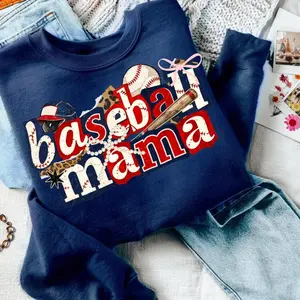 Baseball Mama Sweatshirt, Sports Mom Shirt, Baseball Bow Bat Sweatshirt, Game Day Mama Shirt, Trendy Baseball Mom Sweater