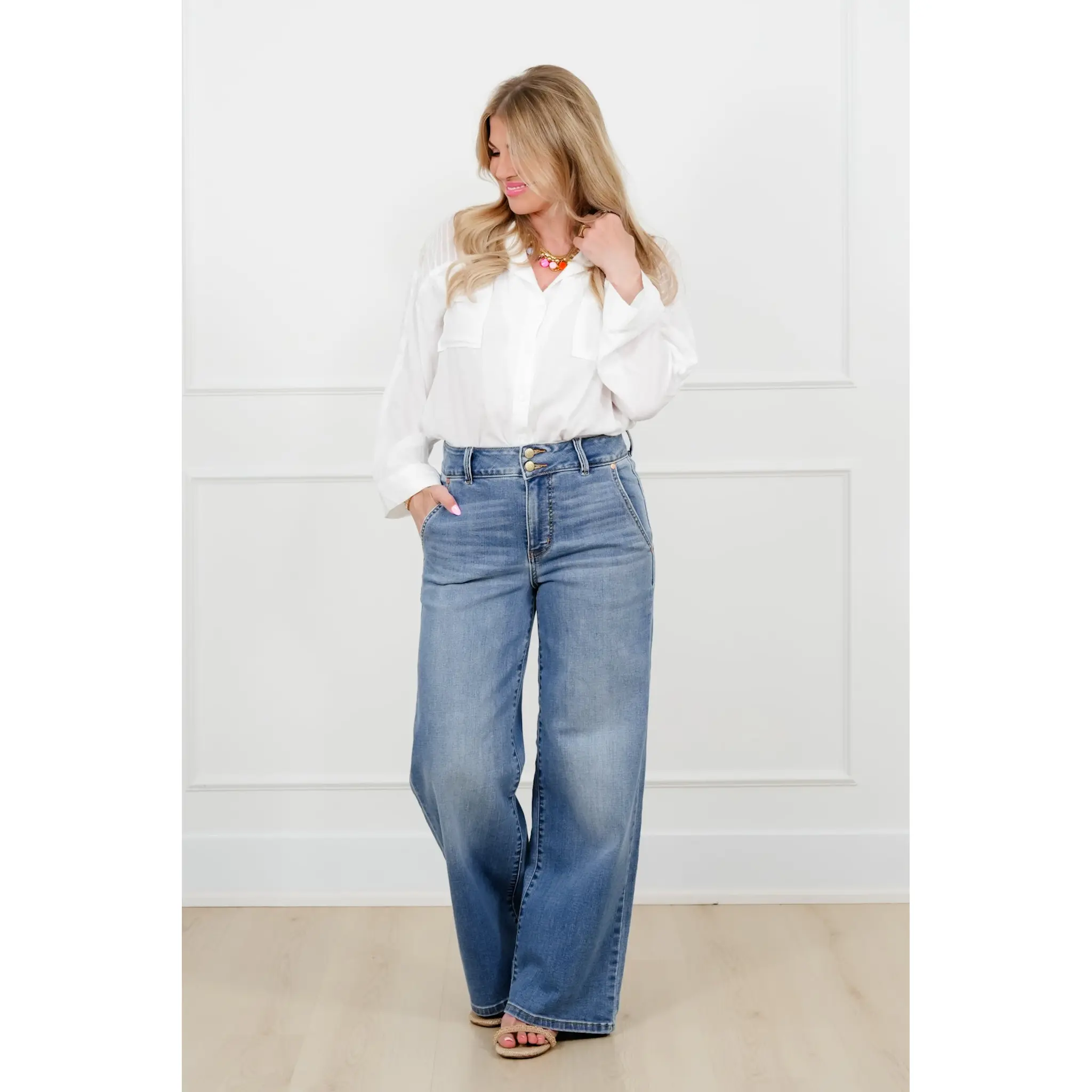 Judy Blue High Rise Medium Wash Multiple Inseam Column Jeans with Trouser Styling