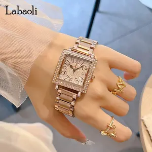 Ladies' elegant watch featuring a sleek square design, robust steel bracelet, 30-metre water resistance, clear hour markers and a versatile style. tiktokshopspringglowup