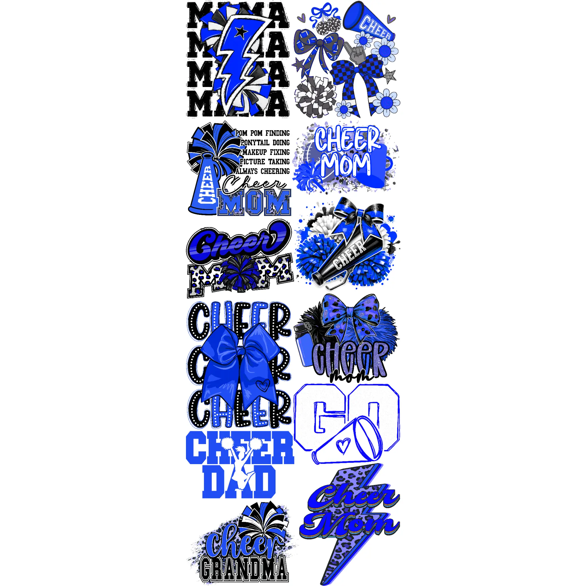 Cheer Gangsheet Blue | Cheer Mom | DTF Transfers | Heat Transfers Cheerleading Crafts Cheerleading Apparel