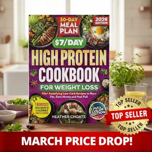 The $7/Day High Protein Cookbook, Spiral Bound Softcover – Budget-Friendly Meal Planner, 124 Easy Low Carb Recipes & 30-Day Healthy Eating Plan for Balanced Nutrition, Energy Support & Everyday Wellness