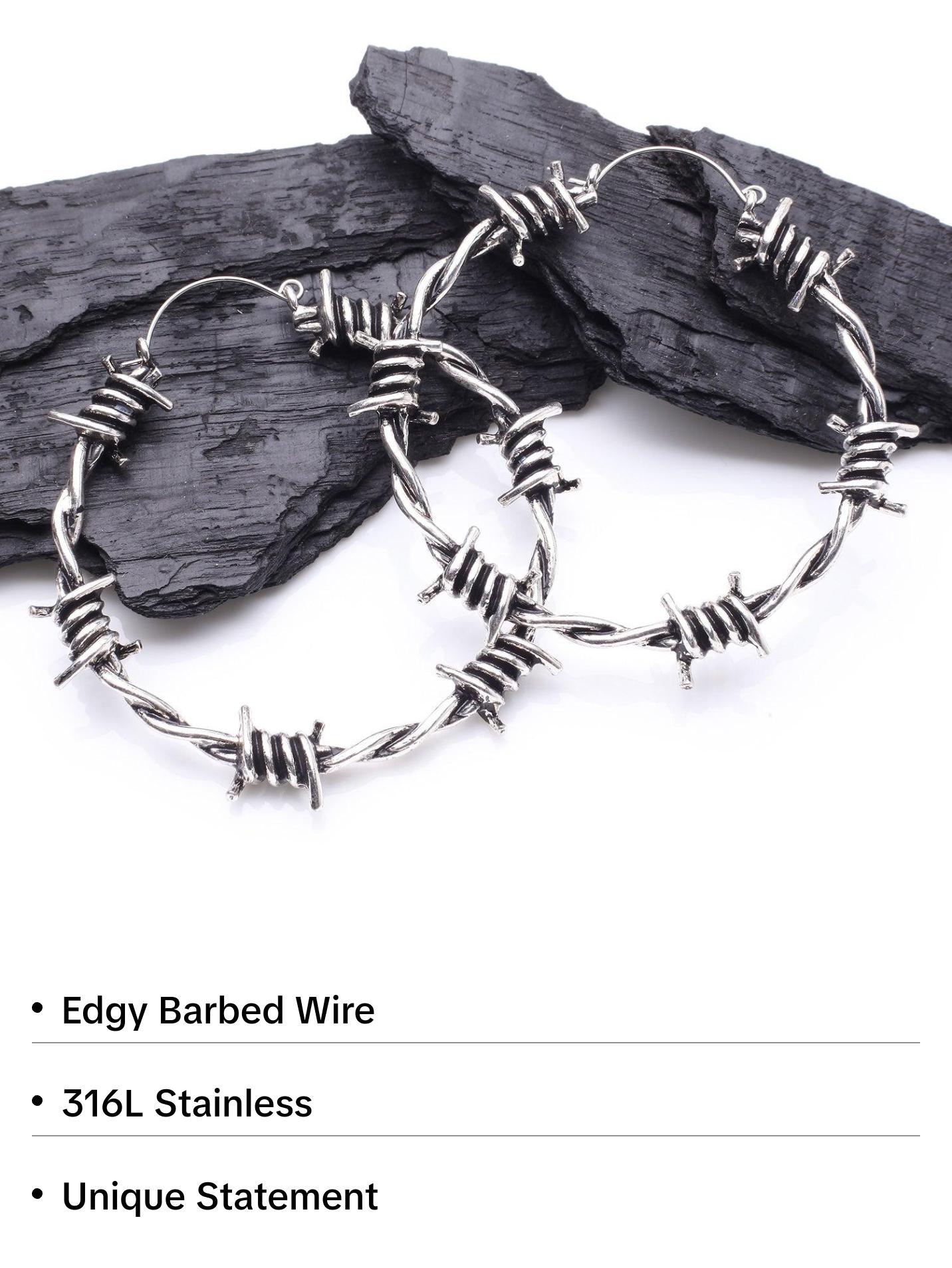 A Pair of Grunge Barbed Wire Plug Hoop Earring