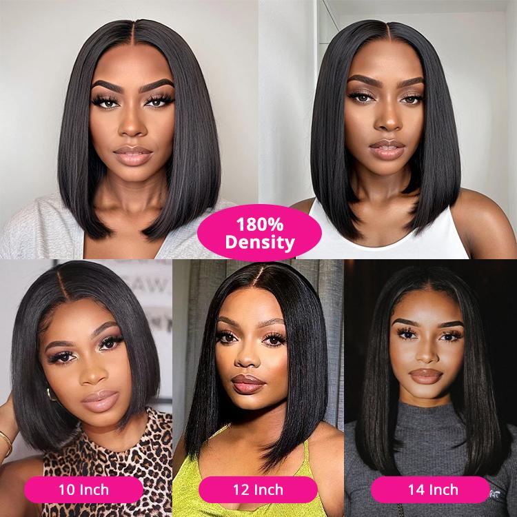 Ready And Go Bob Wigs Human Hair Straight Short Bob Wig Pre Cut 7x4 Lace Closure Wig 7x5 Pre-Bleached Pre-Plucked Glueless Wig Wiggins Hair TikTokShopBlackFriday