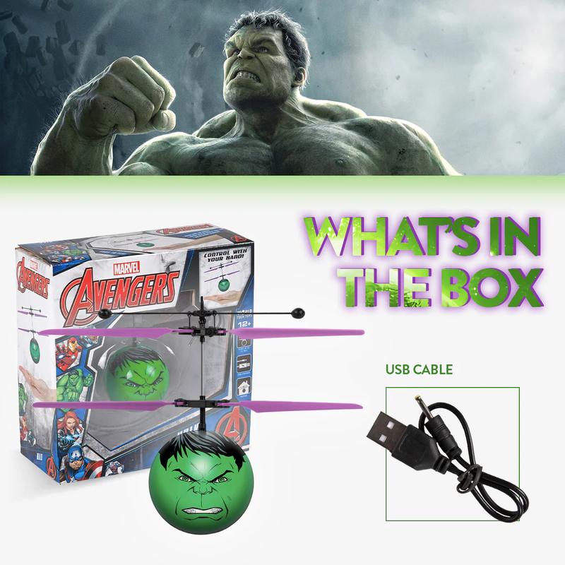 Marvel IR UFO Helicopter Ball  - Captain America, Iron Man, Hulk, X-Men Deadpool, Spider-Man, Thor, Black Panther, Guardians of the Galaxy - Officially Licensed