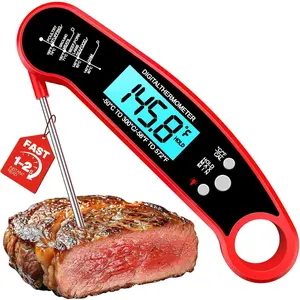 Meat Thermometer Digital - Instant Read Food Thermometer for Cooking Grilling, Candy, Air Fryer, Griddle Probe Kitchen Gadgets Essentials BBQ Accessories, Valentines Day Gifts for Him Her, Red