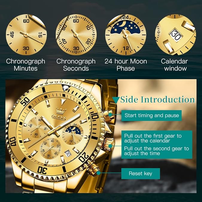 OLEVS Mens Diamond Business Dress Analog Quartz Stainless Steel Waterproof Luminous Date Two Color Luxury Casual Watch OLEVS Mens Diamond Business Dress Analog Quartz Stainless Steel Waterproof Luminous Date Two Color Luxury Casual Watch