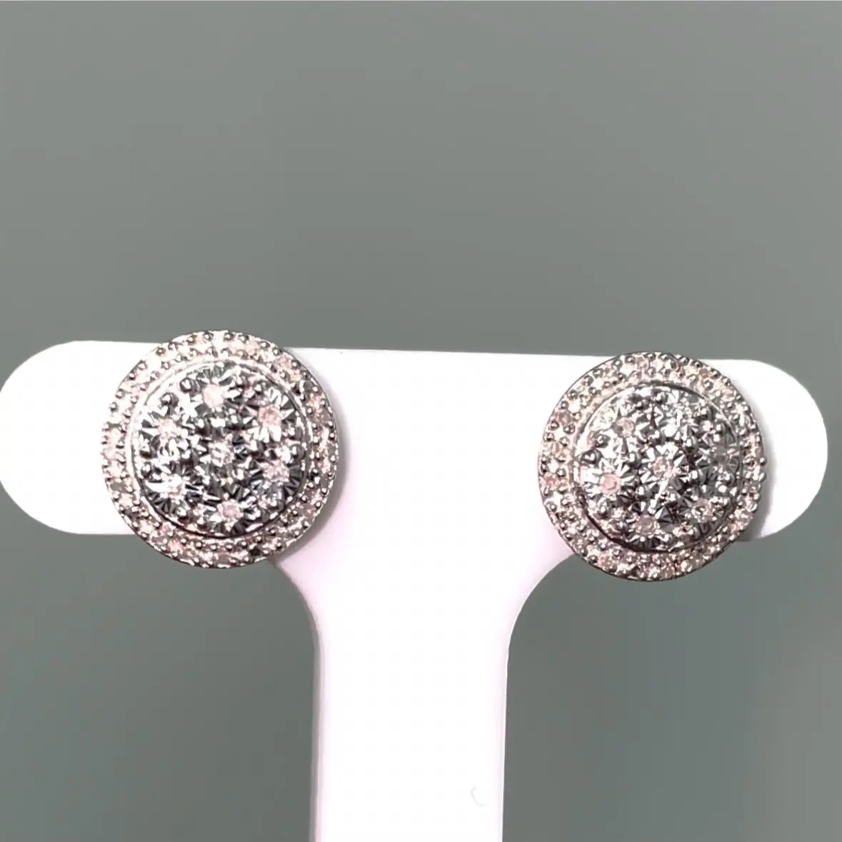 New 1/10 CT. T.W. Genuine Diamond Stud Earrings in Sterling Silver