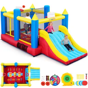 Whubefy 15.2 x 8.3 x 7 ft Inflatable Bounce House for Kids 3-12, Huge Bouncy Castle with Large Bounce Area, Extra Wide Slide, 2 Basketball Hoops, Removable Volleyball Net, Dart Ball Set for Outdoor/Indoor, Blower Included, Brithday Gifts for Boys Girls