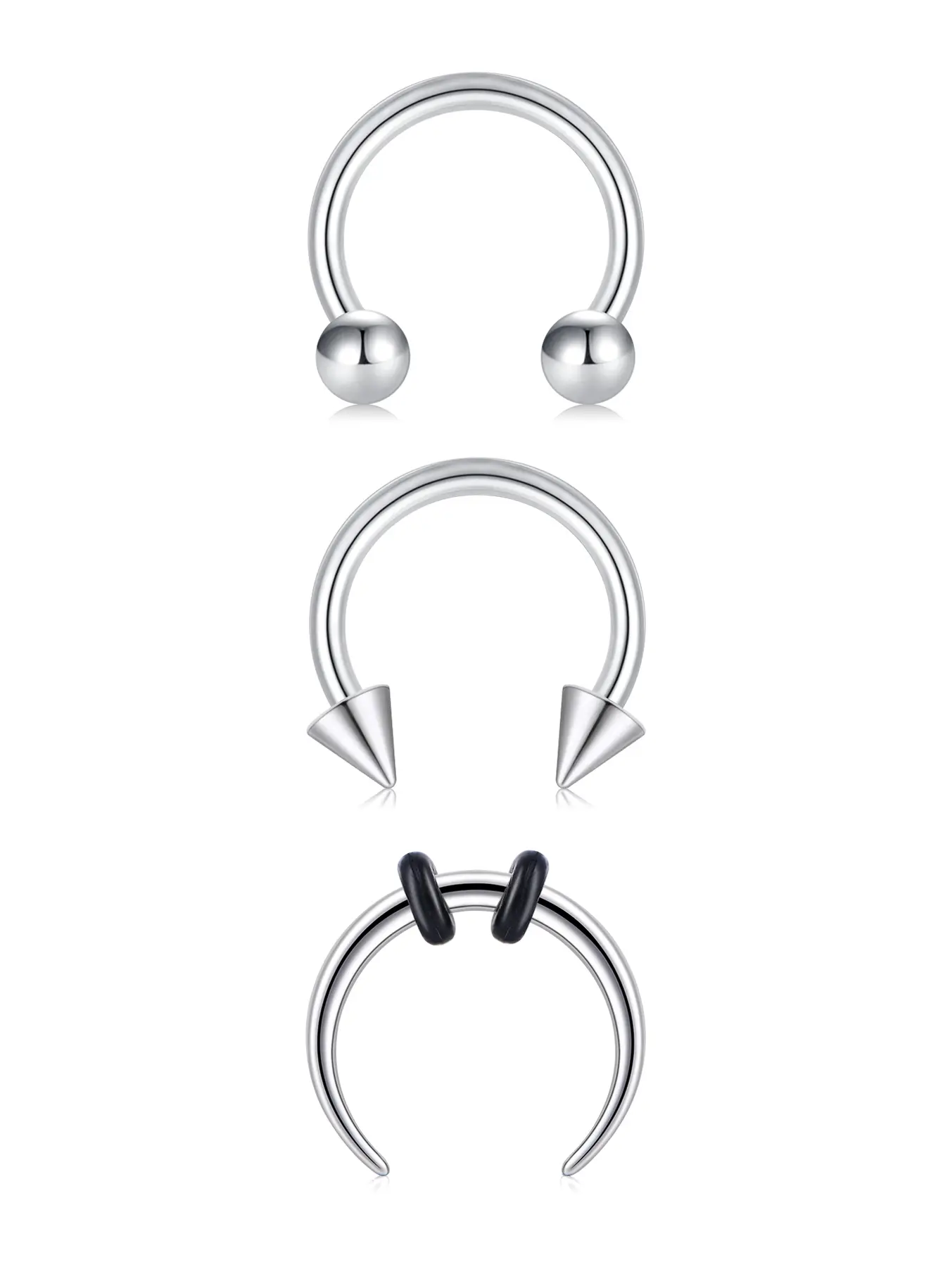 Unisex Horseshoe Nose Ring, 16g Stainless Steel, 8mm, Inner Thread Design, Suitable for Ear Lobe, Septum, Cartilage, Lip Piercing Jewelry, Septum Pierced Ring, Body Piercing Jewelry, Septum Rings