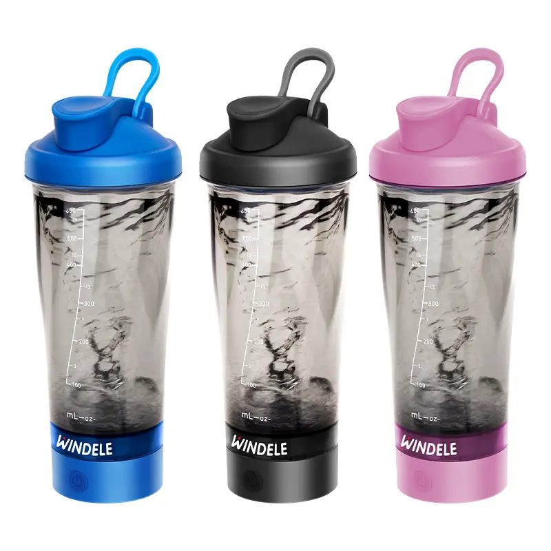 Windele Electric Protein Shaker Bottle - 600ml/20oz Smart Vortex Mixer Cup with 400mAh USB Rechargeable Hand Mixer, 1-Click Mix Vortex Shape Design, Sports Drinking Bottle for Office/Gym, Boyfriend Gift