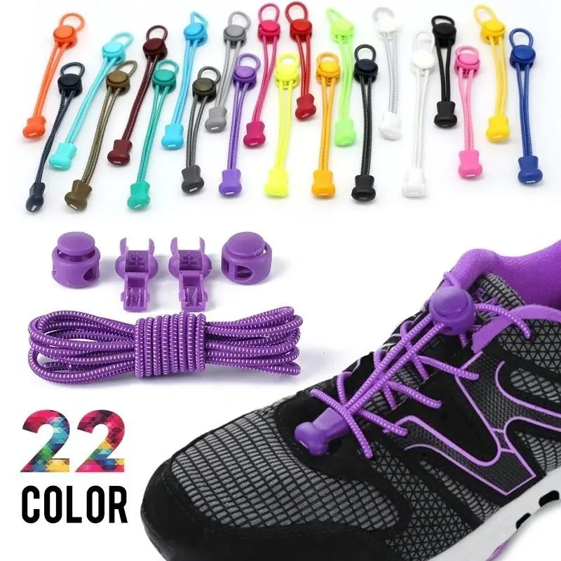 No-Tie Elastic Lazy Shoelaces with Buckle & Plastic Fastener, Synthetic Cord Shoe Strings for Sneakers, Running Canvas Trainers Footwear