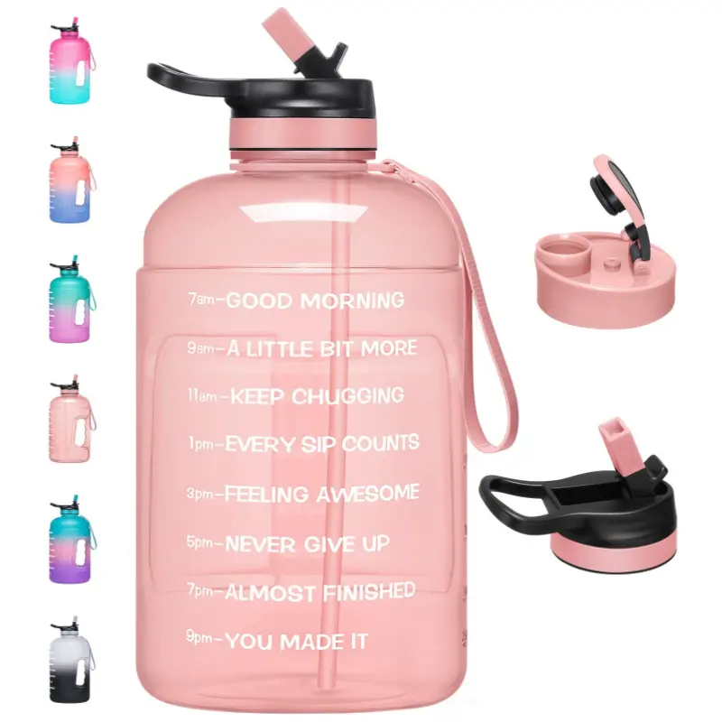 GEDUX 74oz Unisex Sports Water Bottle - BPA-Free, Reusable, Washable, Portable, Lightweight, Silicone-Safe, 2 Lids (Chug, Straw), Time Marker, Scale - Outdoor Camping, Workout Hydration Essential for Hydration Challenge
