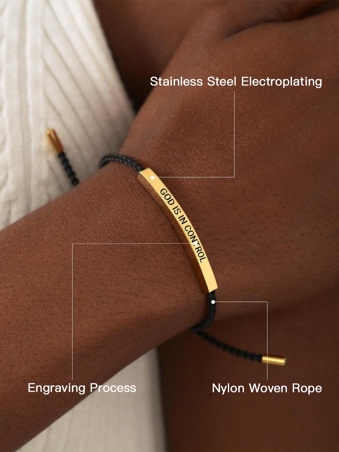 Inspire Bracelet "GOD IS IN CONTROL"/"DIOS TIENE EL CONTROL" - Premium Artistic Engraving, Stainless Steel & 18k Gold Plated, Adjustable Up to 10in, Meaningful & Visually Appealing Jewelry, English and Spanish, Perfect Mother's Day Gift, SummerVibes Inspire Bracelet "GOD IS IN CONTROL"/"DIOS TIENE EL CONTROL" - Premium Artistic Engraving, Stainless Steel & 18k Gold Plated, Adjustable Up to 10in, Meaningful & Visually Appealing Jewelry, English and Spanish, Perfect Mother's Day Gift, SummerVibes