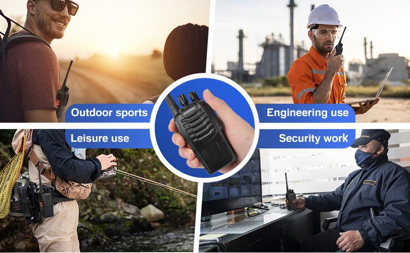 Baofeng Walkie-Talkie 888S Audio Walkie-Talkie, (10 units with 10 headsets) rechargeable with a 1-3 km long-range distance, 16-channel professional handheld two-way communication, built-in flashlight, comes with a lithium battery and charger.