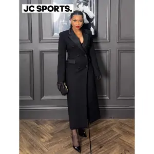 summerspringclothesFashionWomenOLWorkDoubleBreastedNotchedLongSleeveMaxiDressSpringSexyNightElegantPartyStreetLongDresses Formal Womenswear