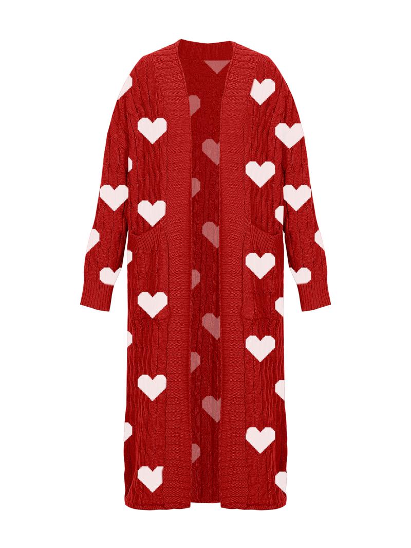 Women's Solid Color Textured Drop Shoulder Pocket Longline Cardigan, Casual Open Front Long Sleeve Knitwear for Fall & Winter, Women's Knit Clothing for Daily Wear, Lady Baggy Cardigans for Women, Womenswear, Casual Knit Top