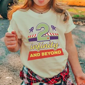 Two Infinity and Beyond Shirt, Toy Story Theme Birthday Tee, Woody and Buzz Inspired T-Shirt, Second Birthday Space Outfit (CA-B41)