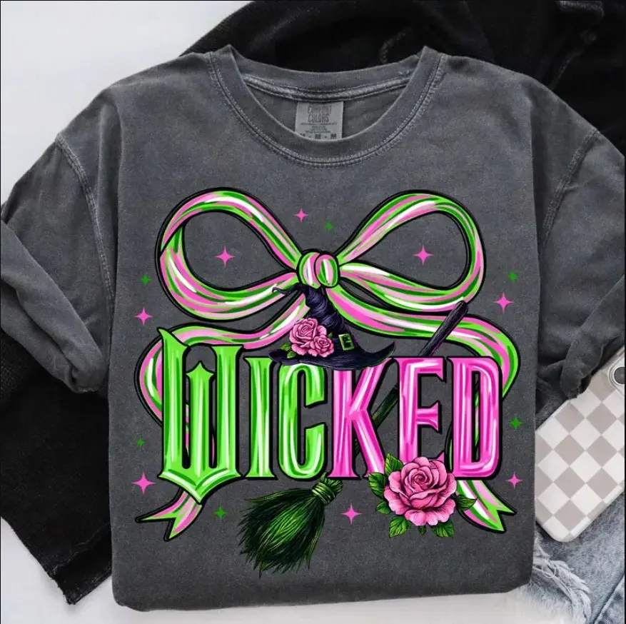 Youth And Adults Pink And Green Coquette #Wickedd Sweatshirt, #Wizard Of Oz Witches Digital Clipart, Graphic Tees, Streetwear Tee,  Unisex Shirt Casual Classic Sweatshirt, Hoodie, Menswear, Gifts for all