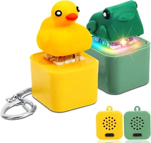 Quacking Duck / Frog/Lizard Keychain Fidget Rechargeable Keyboard Keycaps that Quack Fidget Keychains Fun & Portable Stress Anxiety Reliever Sensory with Colorful Lights Easter Basket Stuffers