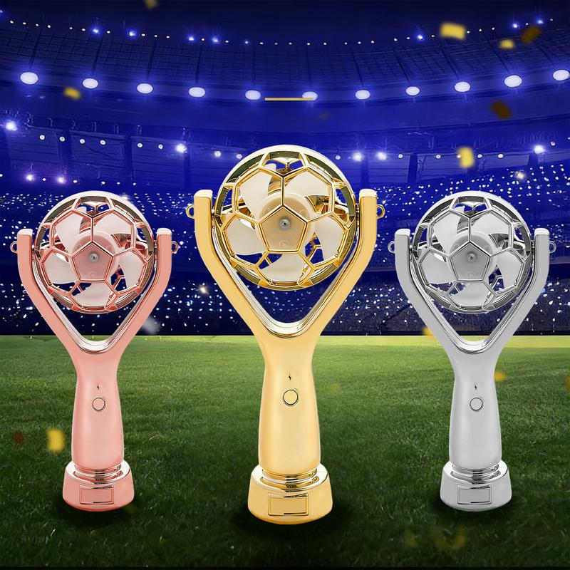 Golden World Cup Soccer Trophy Handheld Fan | Portable Rechargeable Fan for Soccer Fans | TikTok Viral Sports Carnival Fan