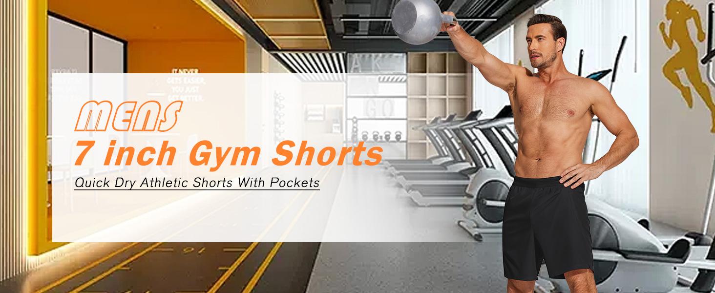 COOFANDY Mens Athletic Running Shorts 7'' Gym Workout Shorts 2 Pack Drawstring Training Shorts with Zipper Pockets