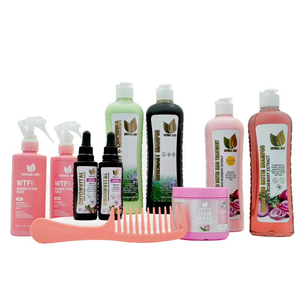 SUPER BUNDLE: 10 Products for Celebrations - Onion Shampoo, Treatment, Serums, Rosemary Shampoo, Treatment, Frizz Sprays, Hair Mask, Comb