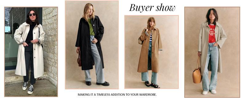 Naeduo Womens Long Trench Coat Single Breasted Oversized Windproof Overcoat Fashion Outerwear