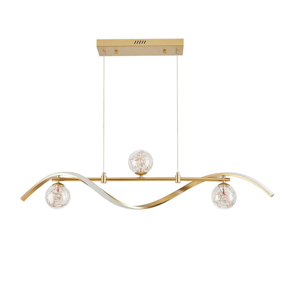 Homary 4-Light LED Linear Kitchen Island Lighting in Gold with Glass Globe Shade Dimmable, Modern Mood Lighting Decorative Lamps Led Pendant Lamp