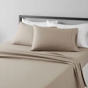 Lightweight Soft Cooling, Easy Care Breathable Wrinkle Free Microfiber Comfortable 4-Piece Bed Sheet Set with 14-Inch Deep Pockets, Queen, Taupe,
