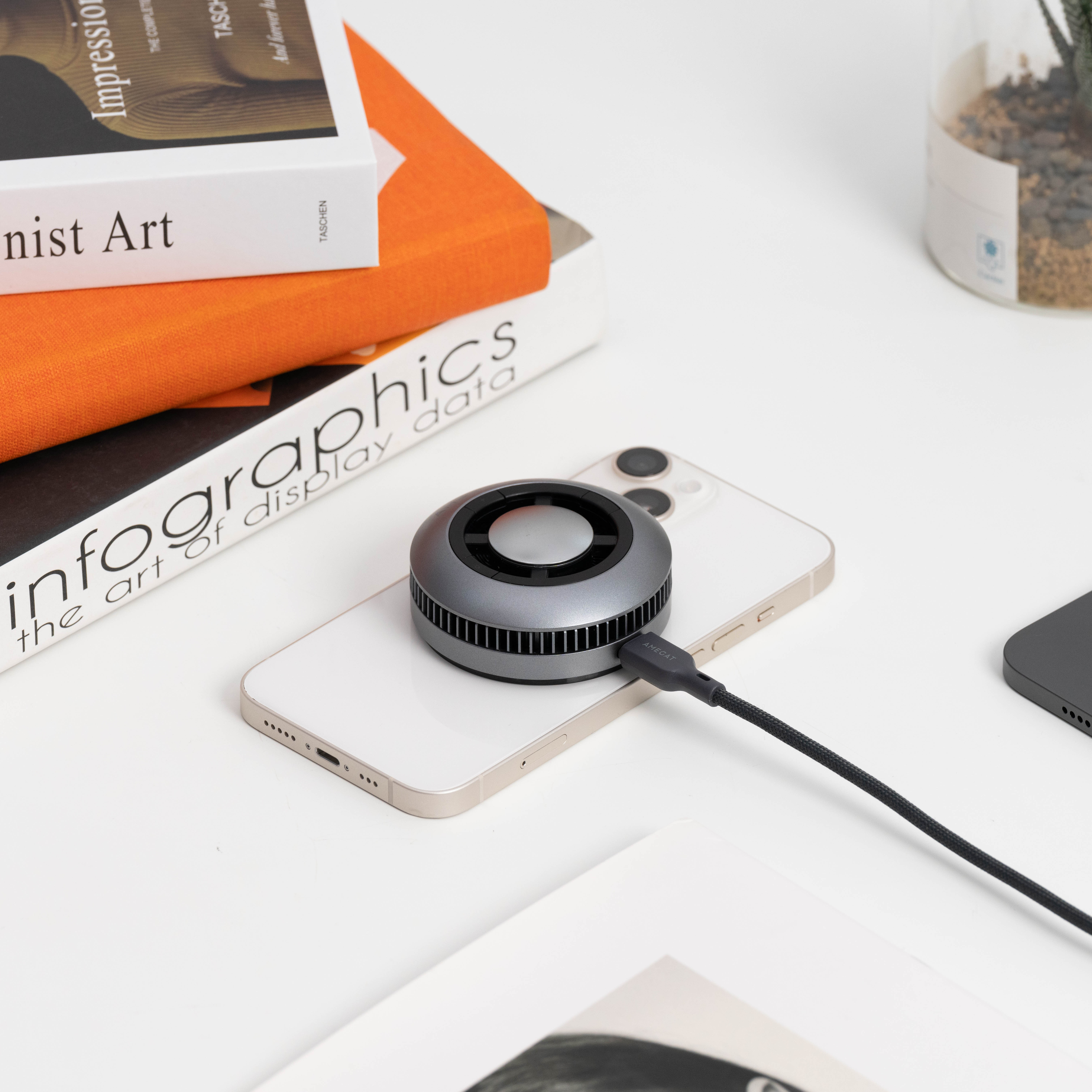 AUKEY MagFusion GameFrost LC-G10 Qi2 15W Wireless Charging Pad with Active Cooling System Adjustable Lighting & Real-Time Temperature Monitoring for iPhone 17/16/15/14/13/12 Series