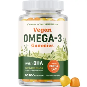 Omega 3 6 9 + DHA Gummies | Plant-Based Triple Omegas from Algae, Flaxseed & Safflower Oil | 50mg of DHA | Vegetarian, Non-GMO, Gluten-Free, Essential Fatty Acid Supplements for Adults | 60 Gummies