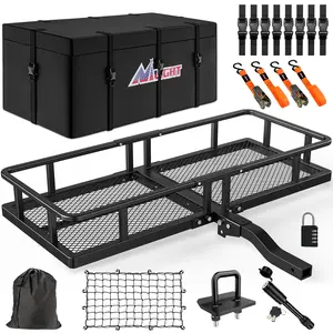 Nilight 60" x 20"x 7.87" Folding Hitch Cargo Carrier Fits 2-Inch Hitch Receiver 500 Lbs Capacity Cargo Bag Cargo Net Ratchet Straps Hitch Lock adjustable  sport Truck Automotive  Vehicle dealsforyoudays