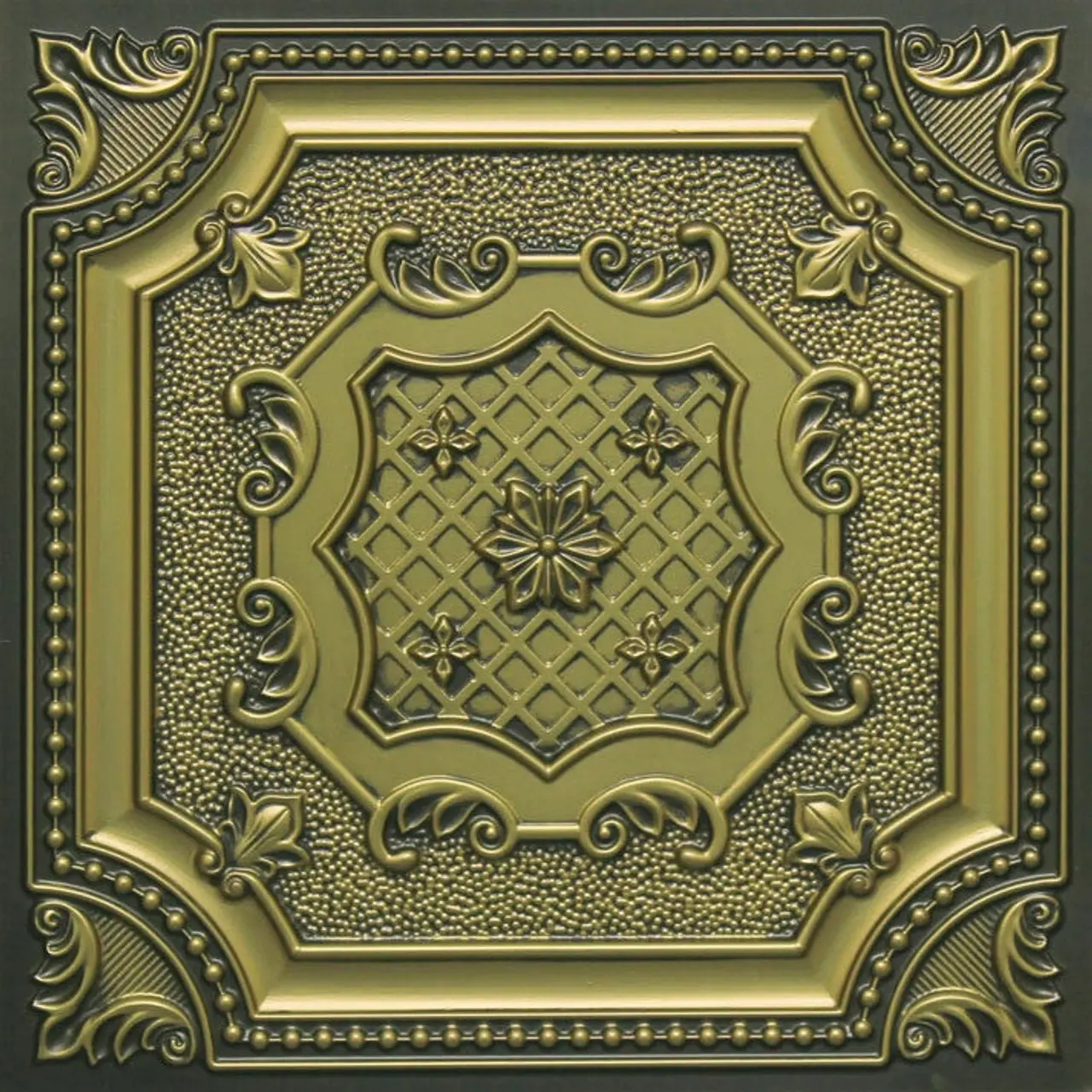 Decorative Lightweight PVC Drop Ceiling Tiles #258 - 2 ft x 2 ft, Glue-Up/Lay-In, Water Resistant, Fire-Retardant, Easy Install, Residential/Commercial Use, Pack of 10 (40 sqft)