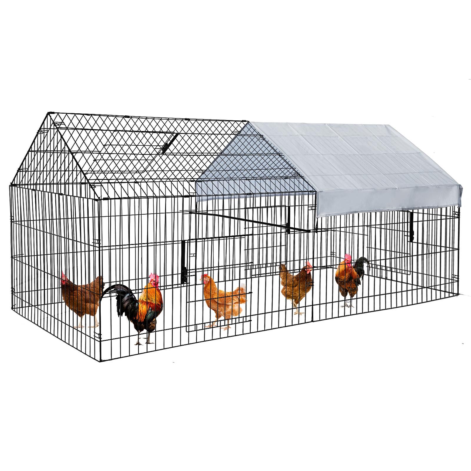 PawGiant 86''x40''Chicken Coop Large Metal Chicken Cage House Waterproof