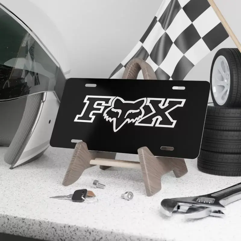 Fox Racing Black Front Vanity License Plate, Motorsports Racing Inspired