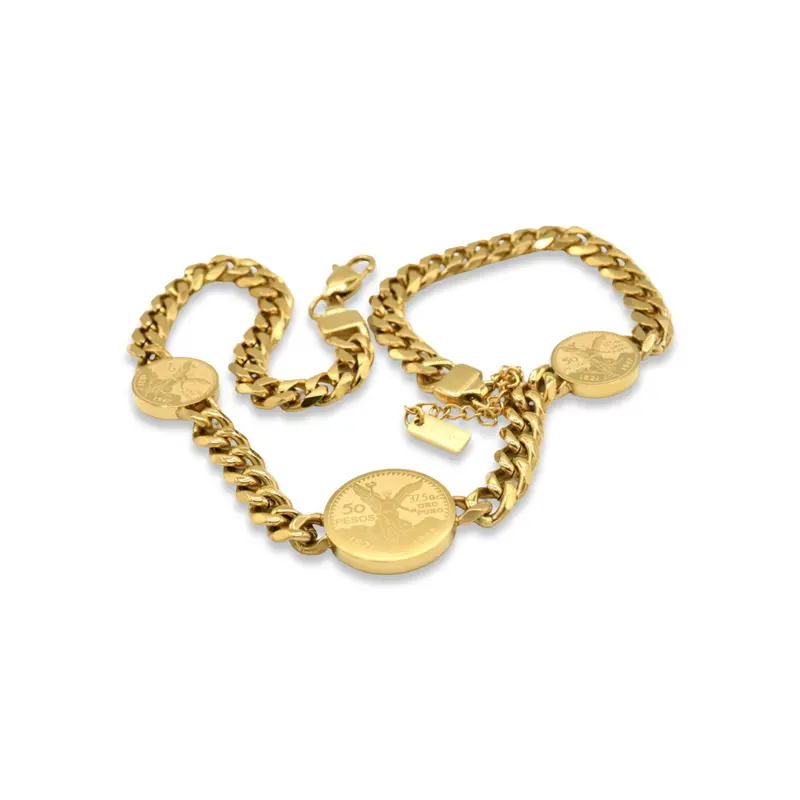Mexico Coin Necklace - Unique Mexican Coin Design for Cultural Flair - Durable Materials - Perfect for Casual Wear or Statement Piece