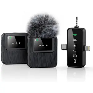 3-in-1 Compact Wireless Microphone for iPhone, Android, Camera: 20H Battery, 328FT Range, Mini Microphone for Video Recording, Noise Canceling for Content Creators, Power Conditioners