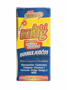 Artri KING Reforzado with Orthiga & Omega 3 Glucosamine Vitamin Turmeric Collagen 100 Tabs Mexico for Joint Health supplements eocute natural capsules